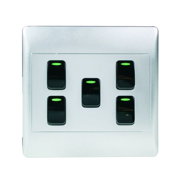 ACDC - 5-Lever 1-Way Switch 4X4 C/W Silver Cover Plate