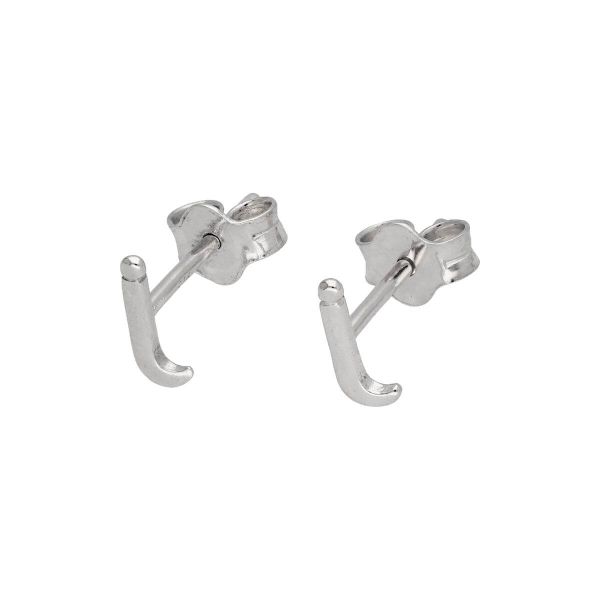 Sterling Silver Alphabet Letter I Stud Earrings