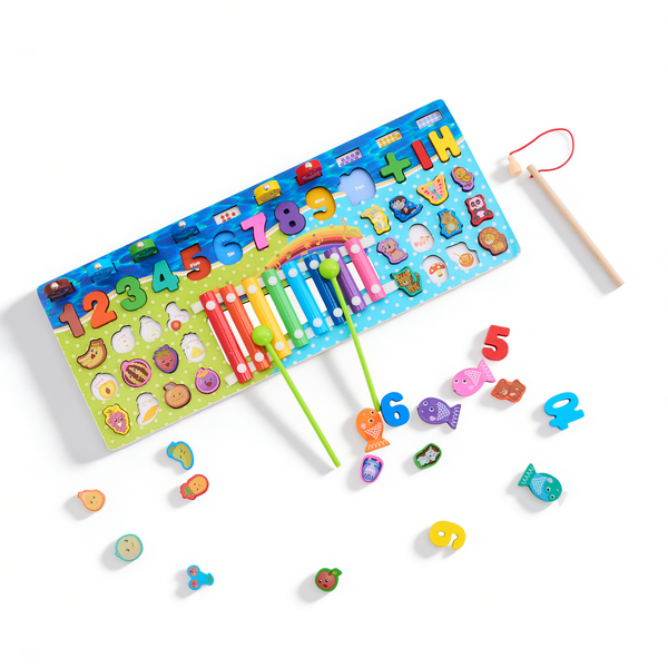 5 in 1 Learning Board,Wooden Percussion Xylophone,Musical Instruments Age3+