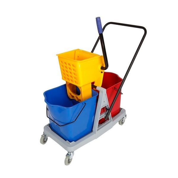 Double plastic bucket trolley - 50 litre