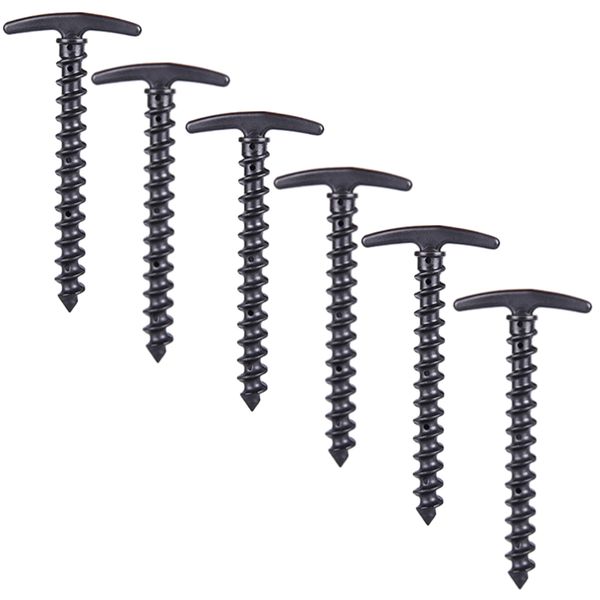 Camping Heavy Duty Tent Screw Anchor Spiral Peg Stakes Set of 6 (20cm)