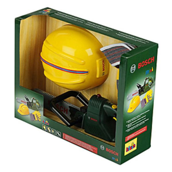 Klein Toys Bosch Chain Saw with Helmet &amp; Work Gloves