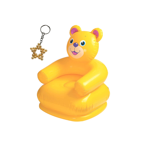 Inflatable Happy Animal Teddy Bear Shape Chair For Kids 3+ Years &amp; Keyring