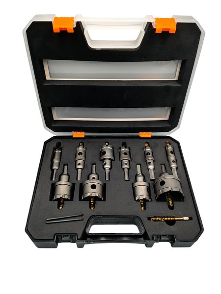 10 Piece TCT Hole Saw Set 16-50mm Carbide Tipped Drill Bits for Metal Wood