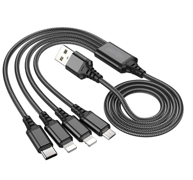 4 in 1 USB To (2Lightning+1 Type-C+1 Micro) Charging Cable 1M X76 GEP