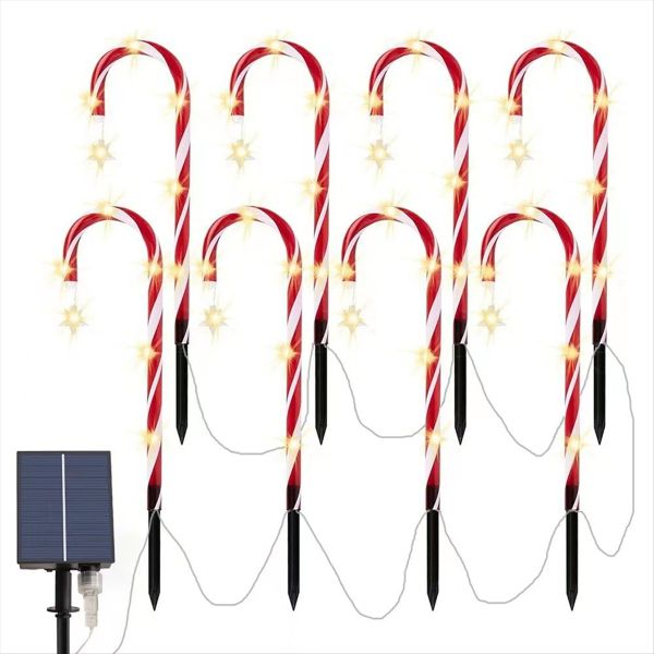 Christmas Candy Cane Pathway Lights Solar Powered Christmas Decorations Sta