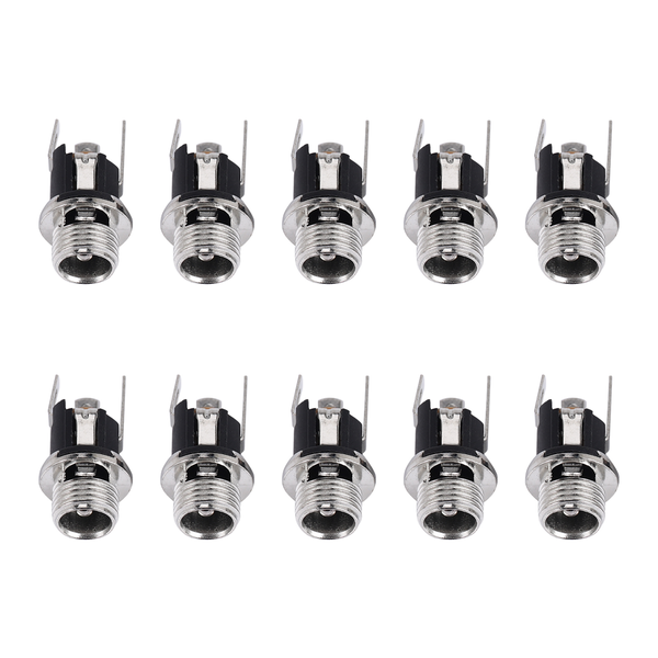 10Pcs Dc Power Supply Jack Female Panel Mount Connector 5 5X2 1Mm New