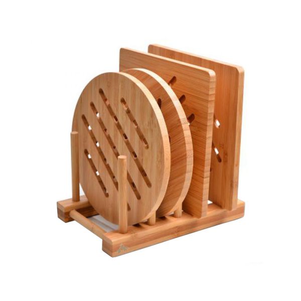 Kitchen Bamboo Hot Pads Trivet Bamboo Mat Set for Hot Dishes Pot Bowl