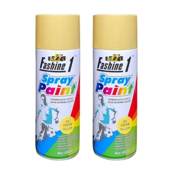 Fashine 1- Spray Paint 450ml - Cream Yellow 2 Pack