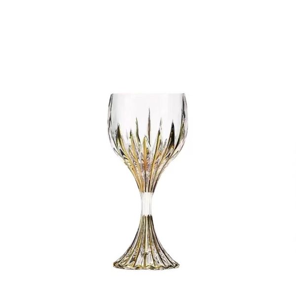 European Vintage Gold-Trimmed Crystal Wine Glass Set |
