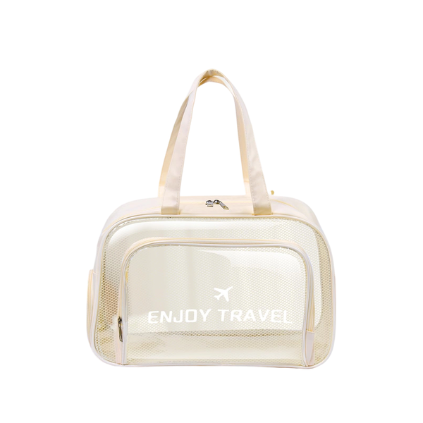 Swimming Bag with Shoe Compartment, Light Travel Fitnes Makeup Pack - White