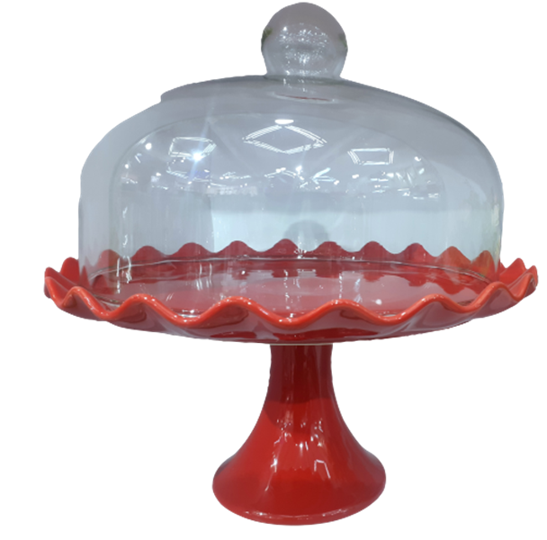 Luxurious Glass Cake Stand- Red