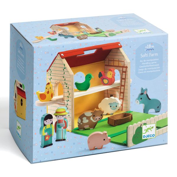 Djeco Portable Felt and Wood Farm Playset - Softi-Farm