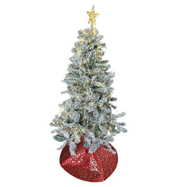 4 in 1 White Snow Christmas 180cm Christmas Tree-Lights-Tree Skirt-Star