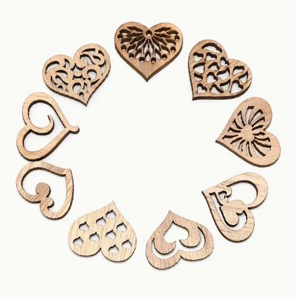 Paint Your Own Wooden Cut Out Craft - tiny hearts - 10 pack