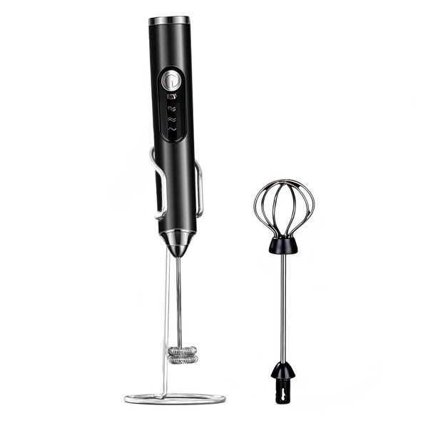 Milk Frother Electric Handheld,3 Speed,2 Detachable Heads,Storage Stand