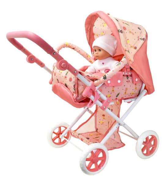 Pink Deluxe Dolls Stroller with Removable Carry Cot - Pretend Play, Quality