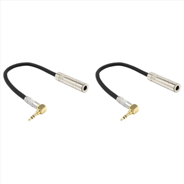 6 35 Female Stereo To 3 5 Male Plug Jack 90Degree Audio Line Cable