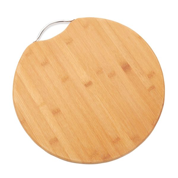 Chopping Board 34x1.8cm Round Bamboo With Metal Handle