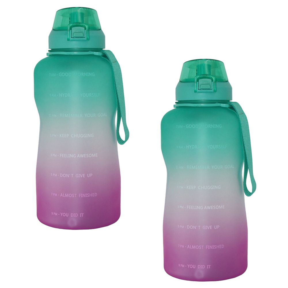 Maisonware 3.8L Giant Motivational Water Bottle Green and Purple - 2 Pack