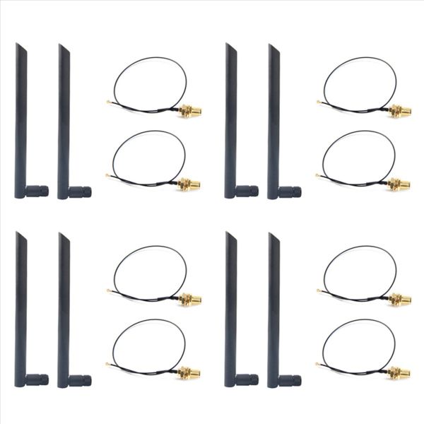 Dual Band 6Dbi Wireless Wifi Antenna Rp-Sma+Mhf4 Pigtail Cable