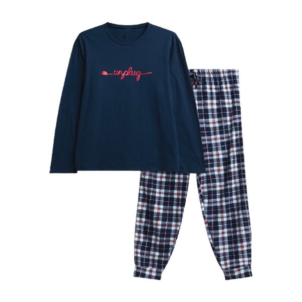 Secret Shield Men's Navy/Burgundy Flannel Pyjama Set