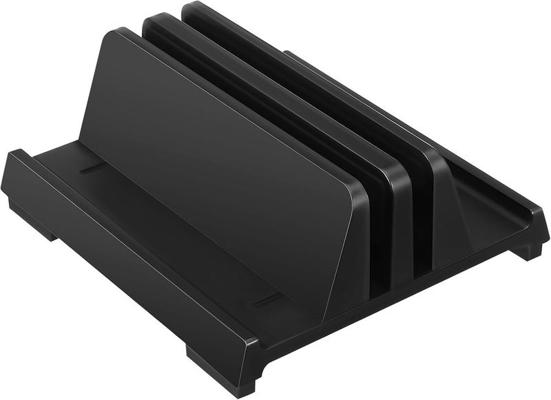 Adjustable Vertical Laptop Stand Dual Slot Black Laptop Holder Rack for