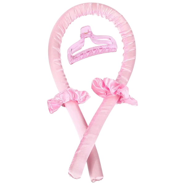 4-Piece Silky Heatless Curling Headband Set - Pink