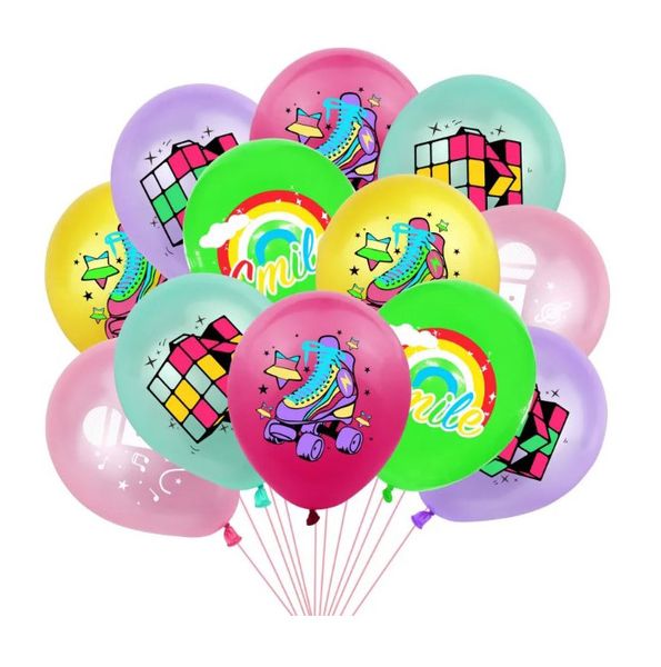 Retro Neon Themed Latex Balloon Set - 12 Balloons