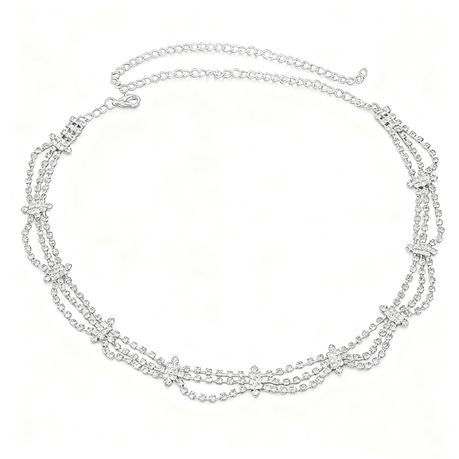 Rhinestone Head Chain - Gypsy Crystal Hair Chain - Adjustable Hairpiece Bridal Image