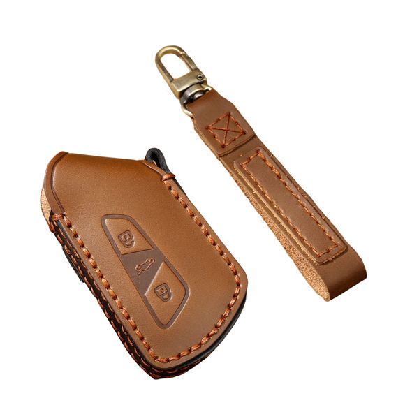 Volkswagen Golf 8 Leather Car Key Protector and Cover with Lanyard