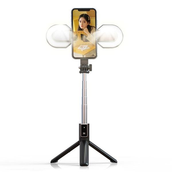 P40S-M Rotating Double Fill Light Selfie Stick Live Broadcast Bracket