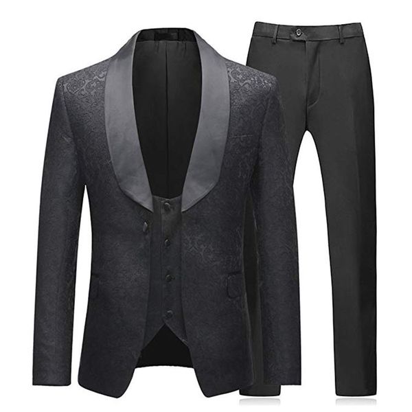 Mens 3 Pieces Tuxedos Wedding Suit Complete Outfits(Jackets+Vest+Trousers)