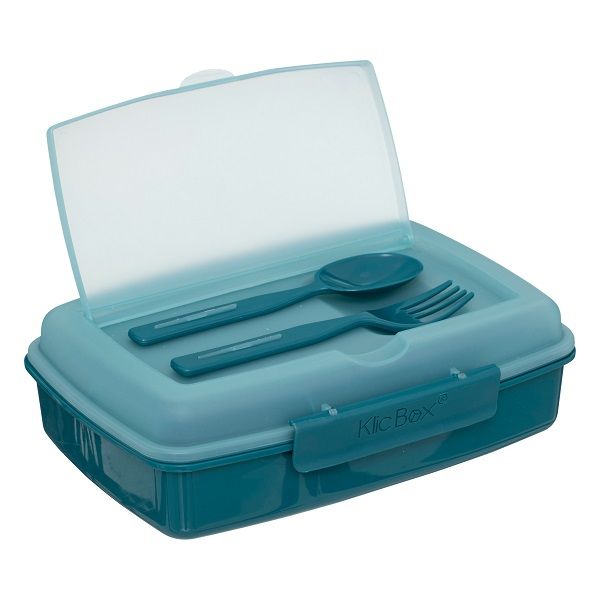 5five Plastic Rectangular Lunch Box with 2 Utensils 1.2Lt 22.9x16.8x6.8