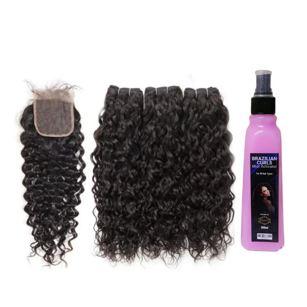 18 " Brazilian Deep Weave with Closure &amp; A Curl Mist Activator