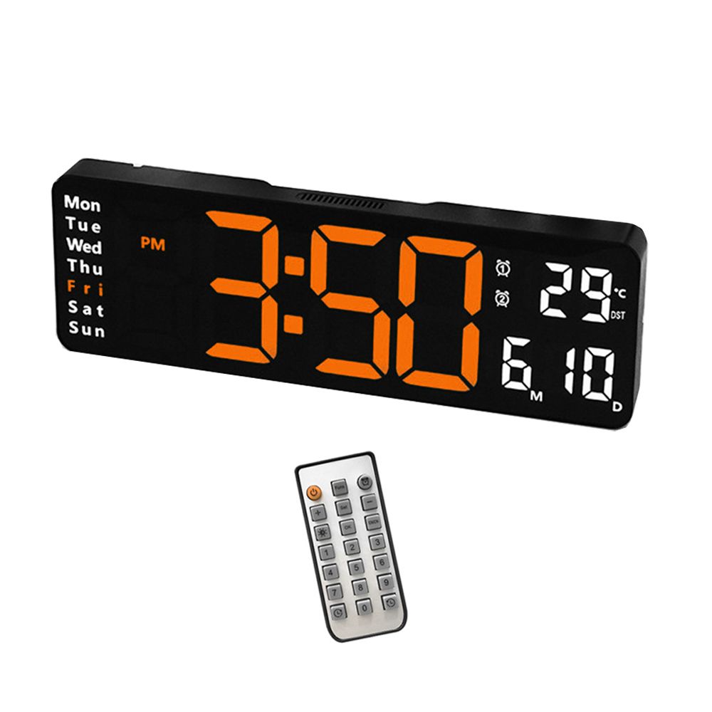 13 Inch Electronic Wall Clock Remote Control Temp Date Digital LED