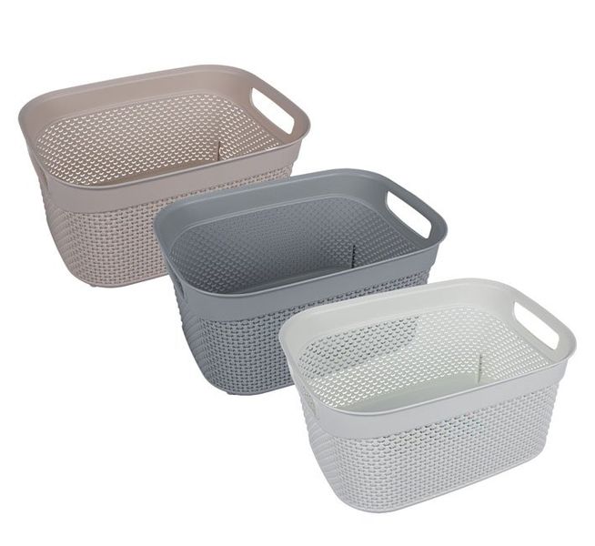 Basket Plastic 33cm x 24cm x 16cm Drop Pattern 9L (3 Pack)
