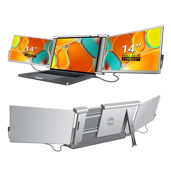 14" Triple Screen Laptop Monitor 1080P FHD Portable Monitor