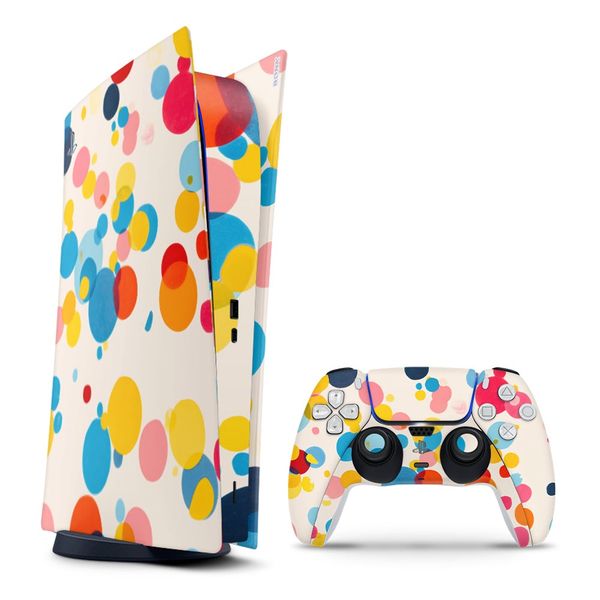 Decal Skin Compatible with PS5 Digital - Vibrant Polka Dots (Decal Only)
