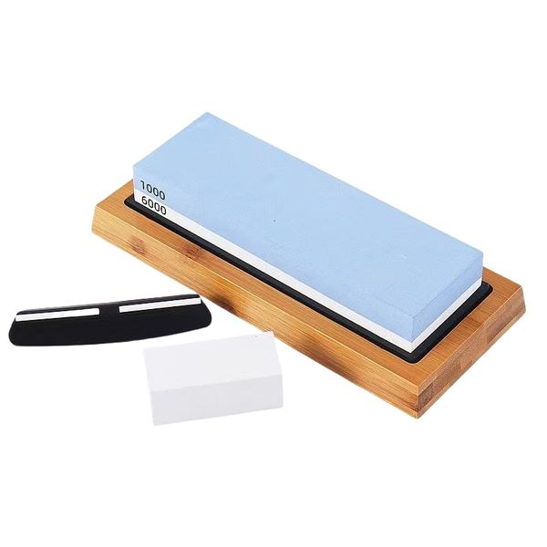 Knife Sharpening Whetstone 2 Sided 1000/6000 Grit with Slip-Resistant Base