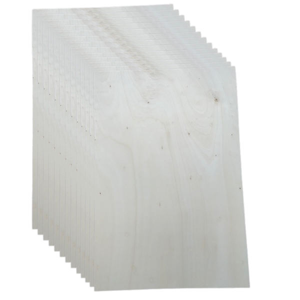 Wood Poplar Plywood Sheets 3mm - 30 × 40 cm (15 Pack)