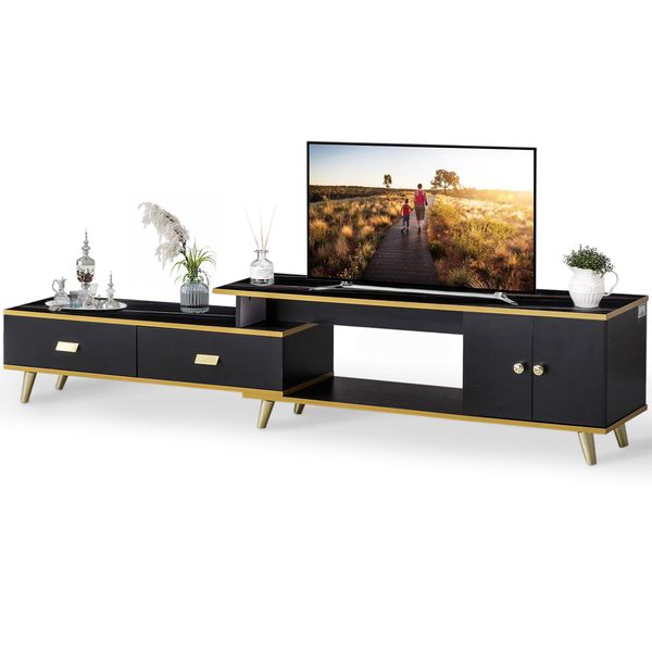 TV Stand Modern Media Console Melamine Board Storage Cabinet