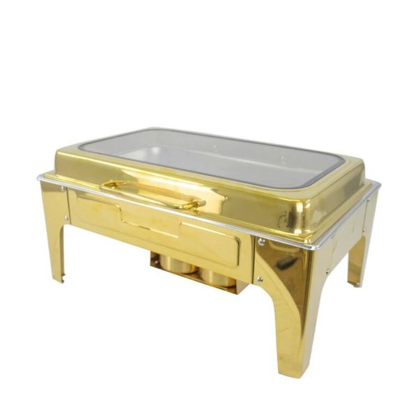 Rectangular Gold Glass top Chafing dish