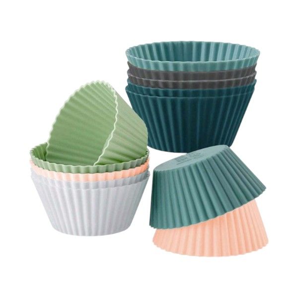 12 Piece - Silicone Cupcake Wrapper Set - Multi-Color