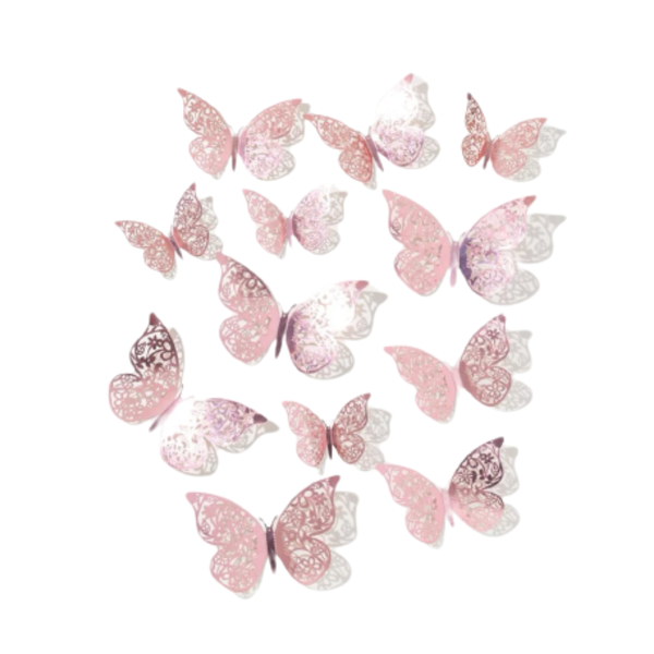 3D Creative Design Geometric Paper Butterfly Decoration Stickers - 12 Piece