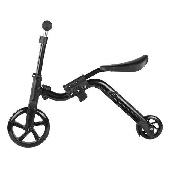 2 - In -1 Adjustable Kick Scooter Skateboard Walker Balance Bike - Black