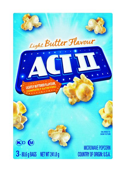 ACT II Light Butter Flavoured Microwave Popcorn 240g