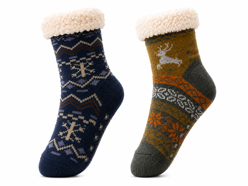 2 Pairs Premium Kids Thermal Socks with Fleece Lining &amp; Non-Slip Grips