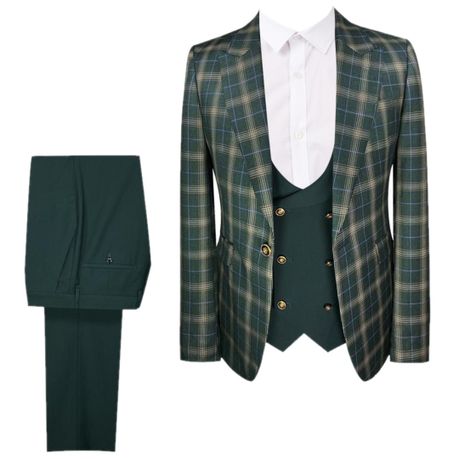 High-Quality Checked Jacket 3 piece Suit For Men