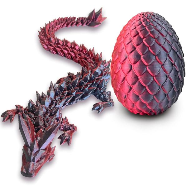 3D Printed Dragon Egg - Articulated Crystal Dragon Inside Fantasy Fidget Toy